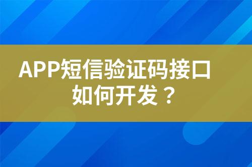 APP短信驗(yàn)證碼接口如何開(kāi)發(fā)？