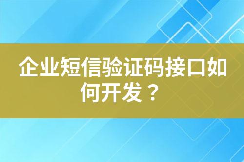 企業(yè)短信驗證碼接口如何開發(fā)？