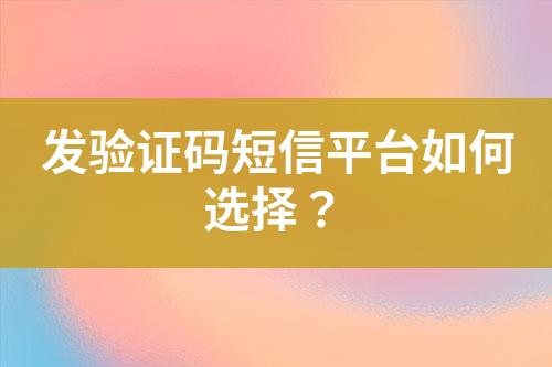 發(fā)驗(yàn)證碼短信平臺(tái)如何選擇？