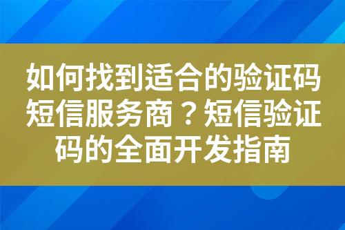 如何找到適合的驗(yàn)證碼短信服務(wù)商？短信驗(yàn)證碼的全面開發(fā)指南