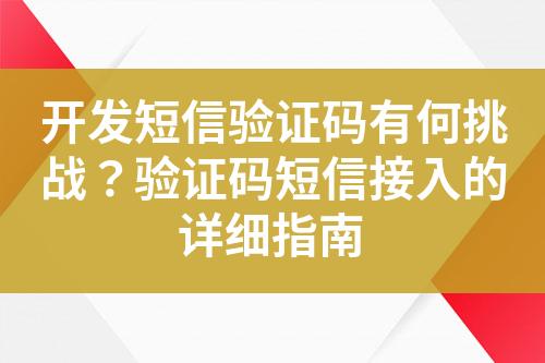 開發(fā)短信驗(yàn)證碼有何挑戰(zhàn)？驗(yàn)證碼短信接入的詳細(xì)指南