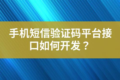 手機(jī)短信驗(yàn)證碼平臺接口如何開發(fā)？