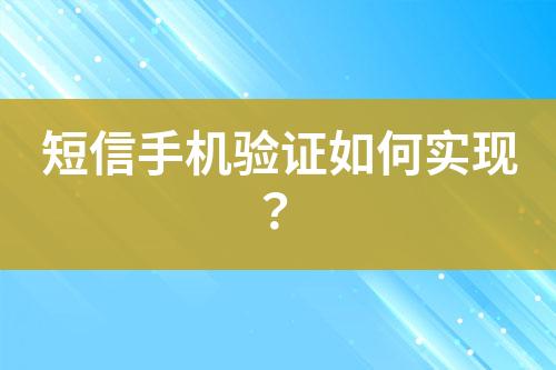 短信手機(jī)驗證如何實現(xiàn)？