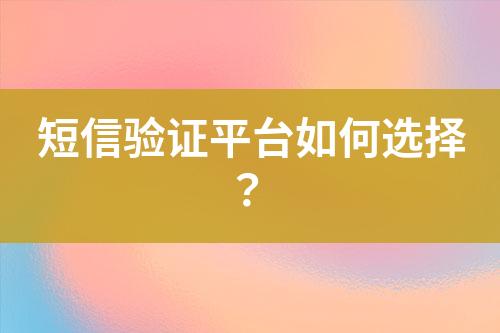 短信驗(yàn)證平臺如何選擇？