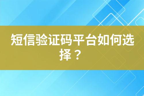 短信驗證碼平臺如何選擇？