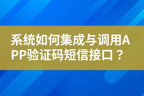 系統(tǒng)如何集成與調(diào)用APP驗證碼短信接口？