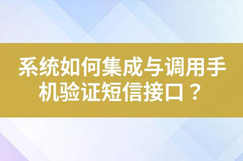 系統(tǒng)如何集成與調(diào)用手機(jī)驗(yàn)證短信接口？