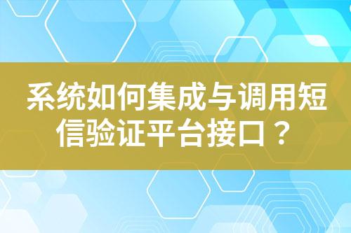 系統(tǒng)如何集成與調(diào)用短信驗(yàn)證平臺(tái)接口？